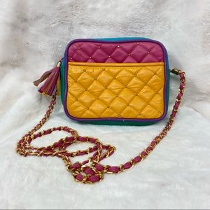 Pinky vintage multi colored leather Studded bag